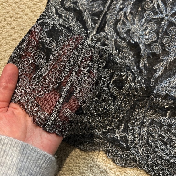 Ultra Pink Black Net with Metallic Detailing Party Top - Picture 8 of 8